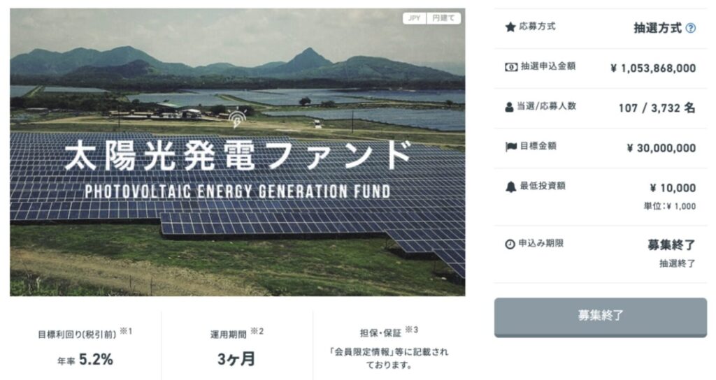 クラウドバンクの太陽光発電ファンド